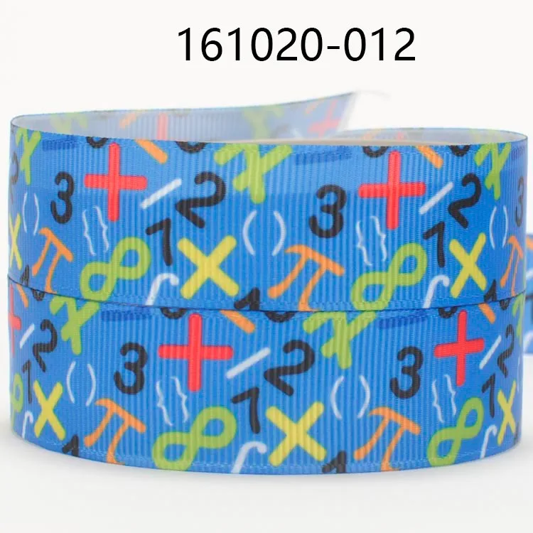 

50Y 3" 75mm ribbon blue math numbers printed grosgrain ribbon