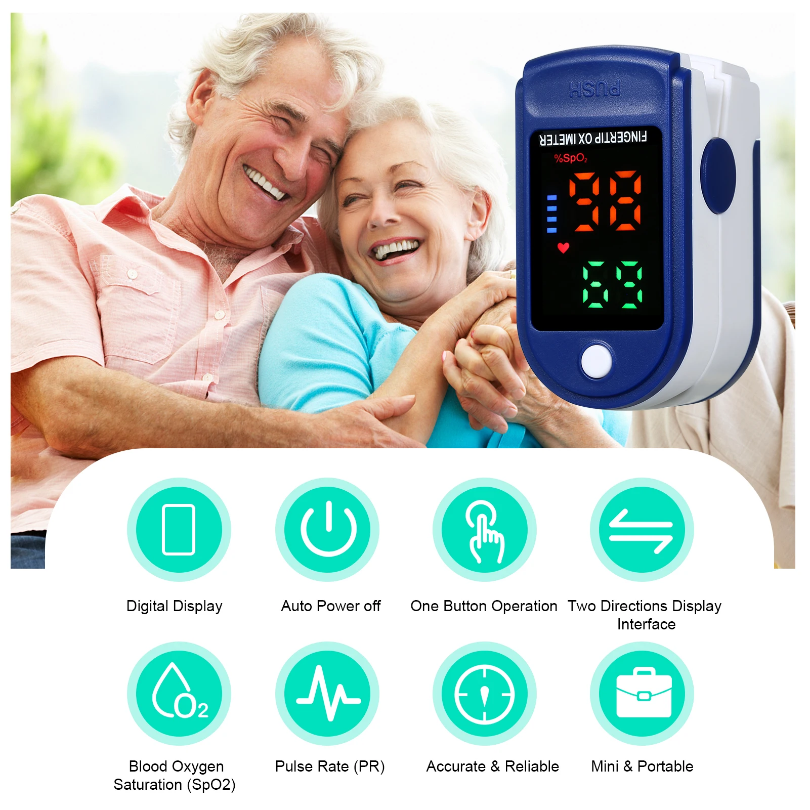 Пульсоксиметр Пальчиковый цифровой для измерения уровня кислорода в крови и