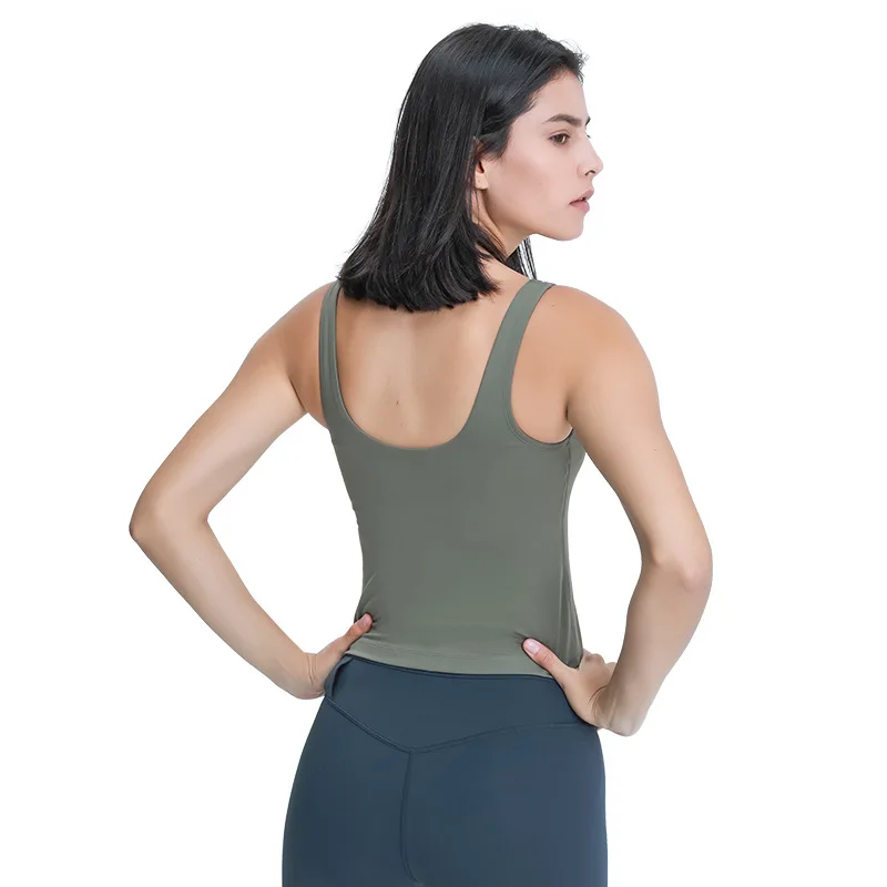 

V-neck long yoga vest U-shaped beautiful back skin-friendly nude slim slimming yoga wear