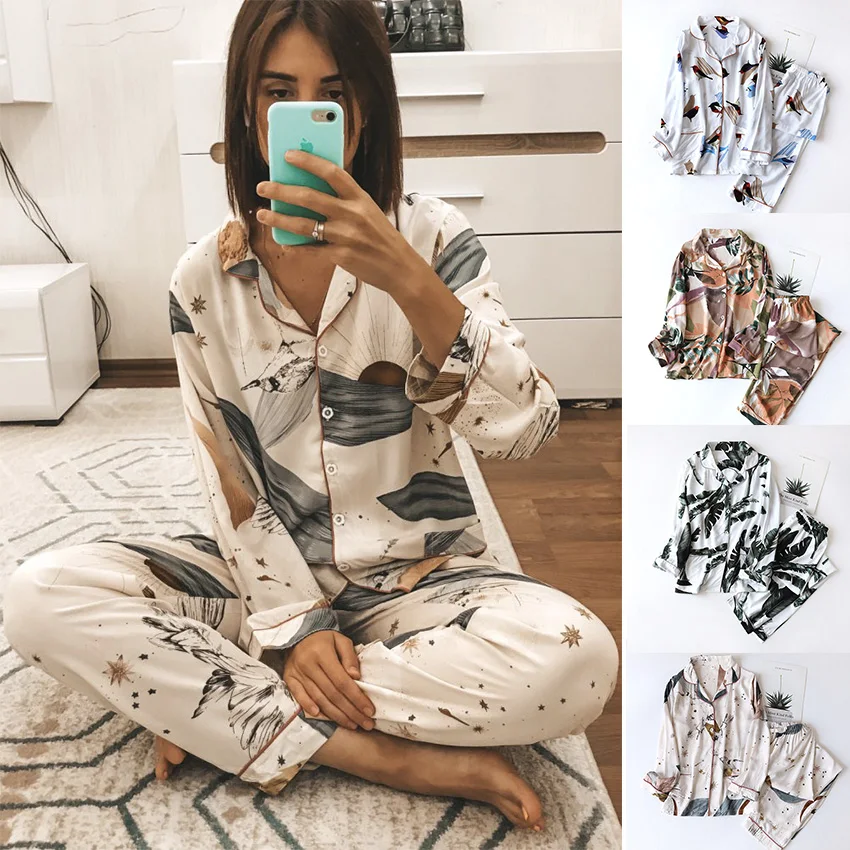 Пижама женская хлопковая с отложным воротником на все сезоны 2 шт. | Женская