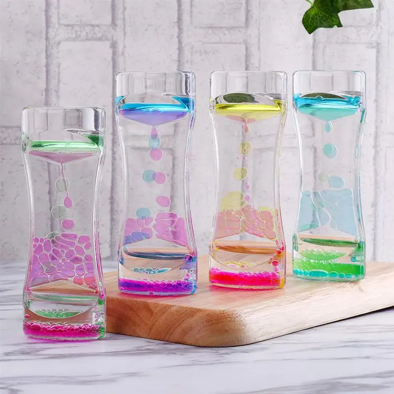 2pcs Double Colors Oil Hourglass Liquid Motion Bubble Timer with Pretty Waist Desk Decoration Children Toy Gifts | Дом и сад