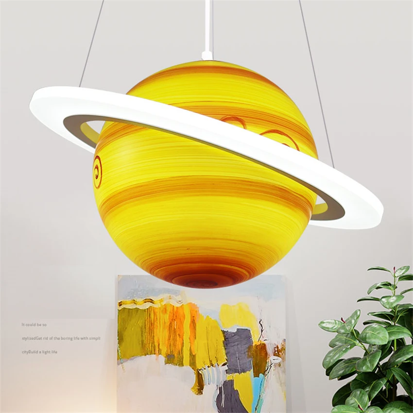 Цветные подвесные светильники в виде планеты для детской комнаты украшение