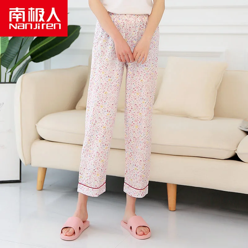 Женские пижамные штаны NANJIREN, эластичные штаны для сна, повседневные домашние штаны от AliExpress WW