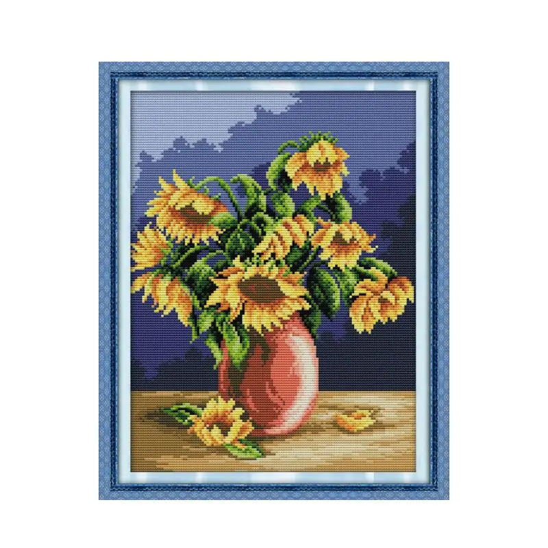 Набор для вышивки крестиком с изображением цветов подсолнухов и роз 18/14/11 шт. | Дом