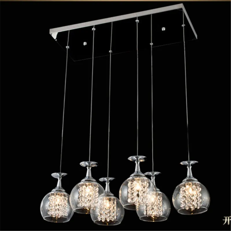 Подвесной светильник в виде бокала для вина s 3 лампы Современный хрустальный