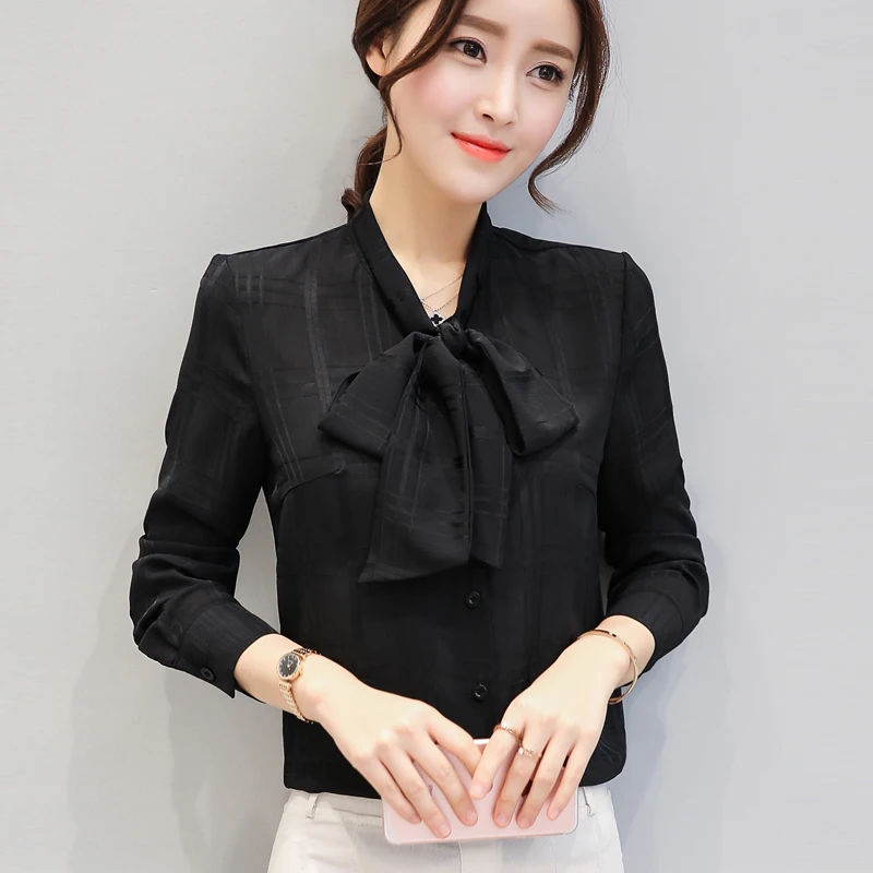 2021 Лето Весна шифон печать Blusas Цветочная рубашка для женщин Элегантный Бант