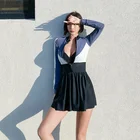 Женский купальный костюм с юбкой, Женский бойфренд, Монокини из двух частей, спортивная одежда для плавания, бюстгальтер, пуш-ап, купальный костюм для серфинга на молнии