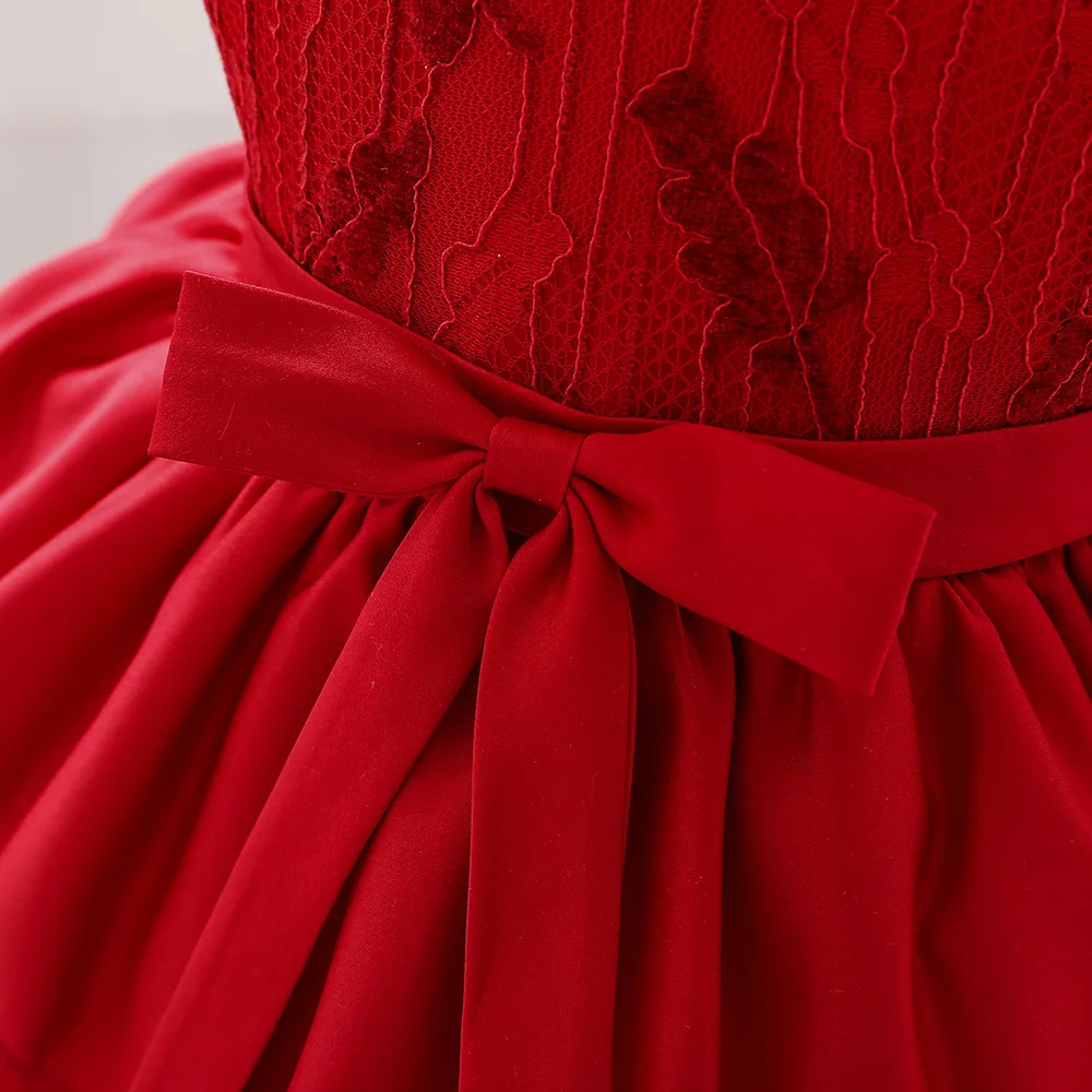 Платье для маленьких девочек Кружевное платье принцессы с бантом дня рождения