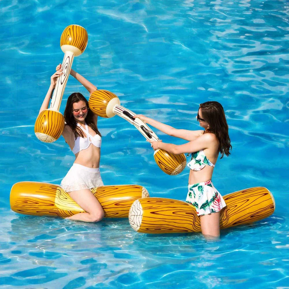 

PVC Wood Grain Water Sports Beach Adult Children Party Summer Inflatable Toys Float Log Rafts Swimming Pool For Games Holiday