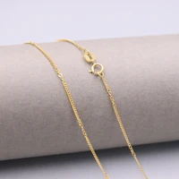 au750 pure 18k yellow gold chain 1mm wide curb o link necklace 1 6g 16 5inch for women lucky gift