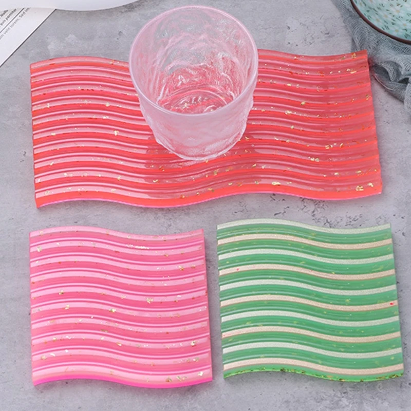 

Wave Coaster Epoxy Resin Mold Serving Plate Board Silicone Mould DIY Crafts Cup Mat Mug Pad Home Decortaions Casting Tools