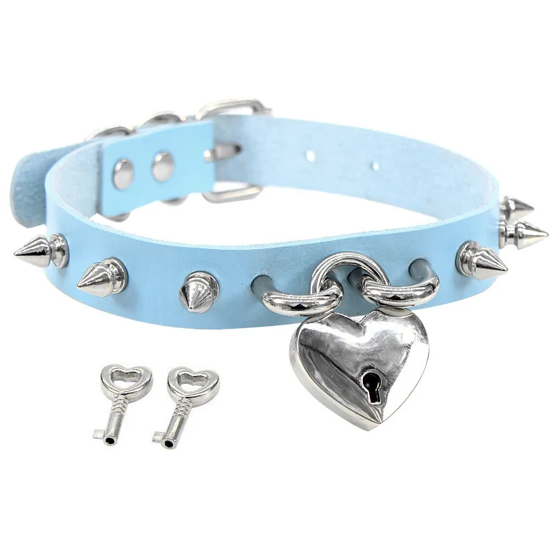 Женский ошейник в стиле панк черный из искусственной кожи с шипами готический