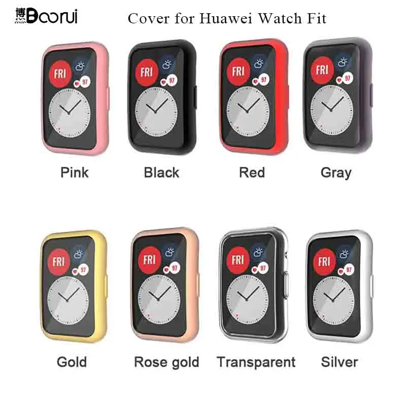 Мягкий защитный чехол BOORUI из ТПУ для Huawei Watch Fit с полной защитой экрана чехлы