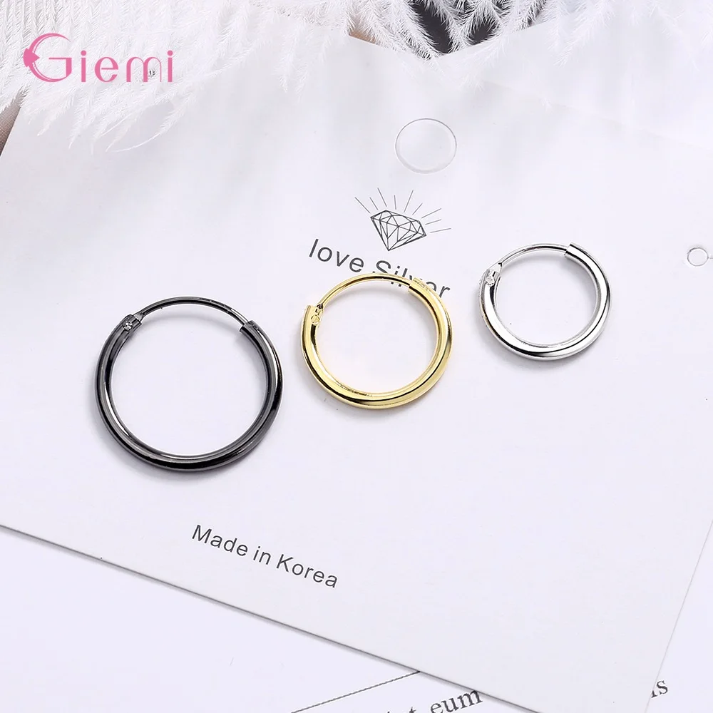 

Simple Minimalist 925 Sterling Silver Circle Hoop Earrings Classic Geometric Women Ear Loop Punk Party Fashion Jewelry