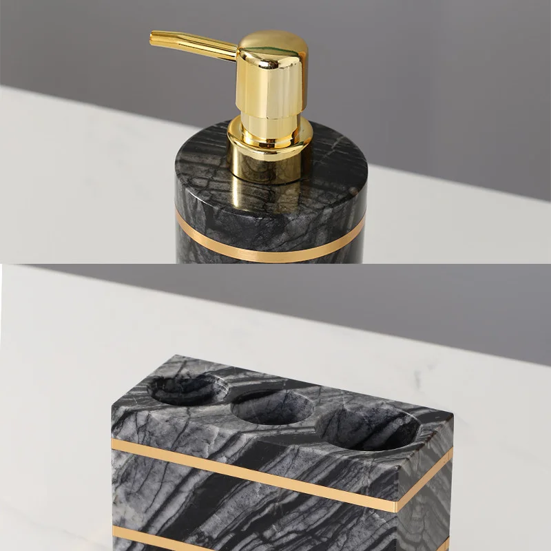 bathroom set marble liquid soap dispenser toothbrush holder dish gargle cup tray cottonswab box aromatherapy bottle nordic style free global shipping