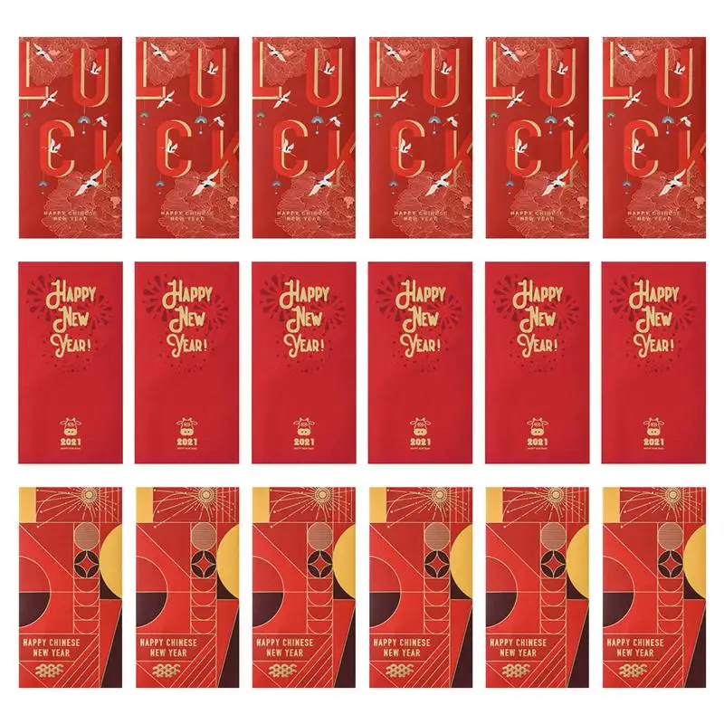 

30pcs 2021 New Year Money Pouches Ox Zodiac Red Envelopes Gift Pouches