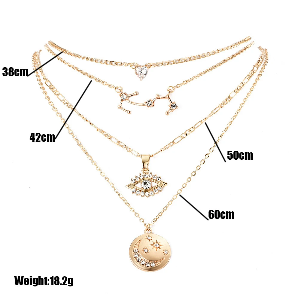 Женские многослойные лунные ожерелья и подвески с кристаллами геометрические в