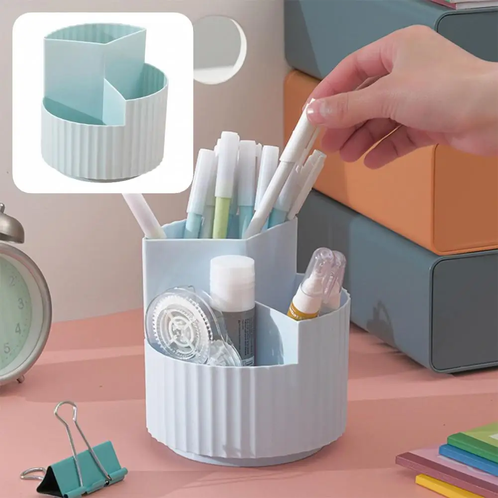 

Multifunctional Simple 3 Grids Desktop Sundries Pencil Storage Box for Students