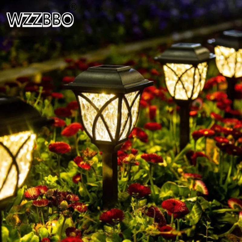 

Светодиодные фонари на солнечной батарее для дорожки, наружные садовые фонари, водонепроницаемые солнечные Ландшафтные фонари для газона, ...