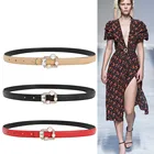 Красота, Воловья кожа, ремни тонкими двойными бортами неподдельный кожаный пояс джинсовое платье Леди модный прозрачный кристалл квадратной пряжкой пояс для девочек