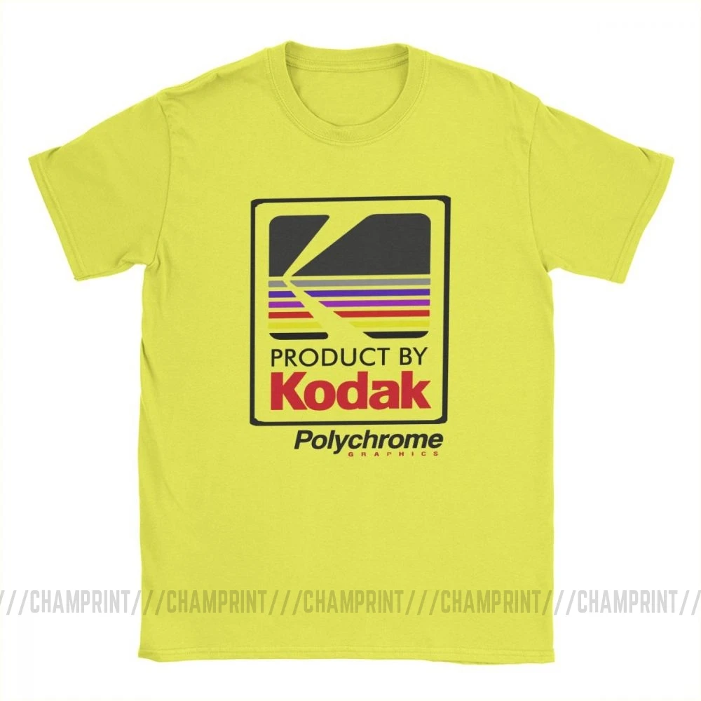 Цвет: желтый Kodak Полихромная бомбардировщик Awesome Футболка мужская короткий рукав топы Классическая футболка хлопок Crewneck футболки - Цвет: Цвет: желтый