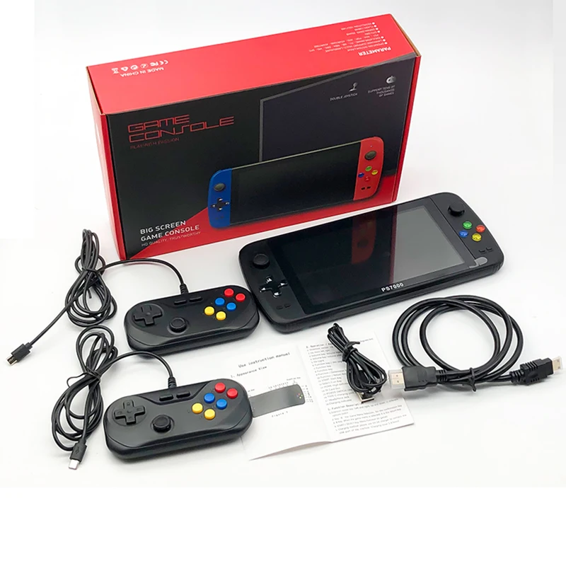 

PS7000/Q900 7-дюймовая портативная игровая консоль с 2 геймпадами 64/128 ГБ 5000 бесплатных игр 100 ps1 Игры для MAME/CPS/SegaMD