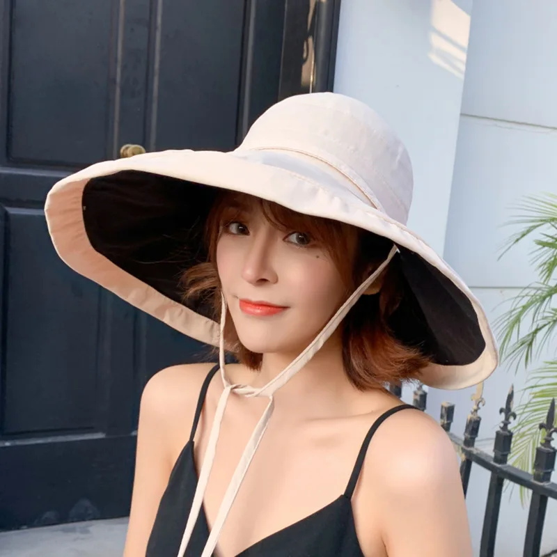 Шляпа Женская Солнцезащитная с широкими полями Пляжная Панама Складная