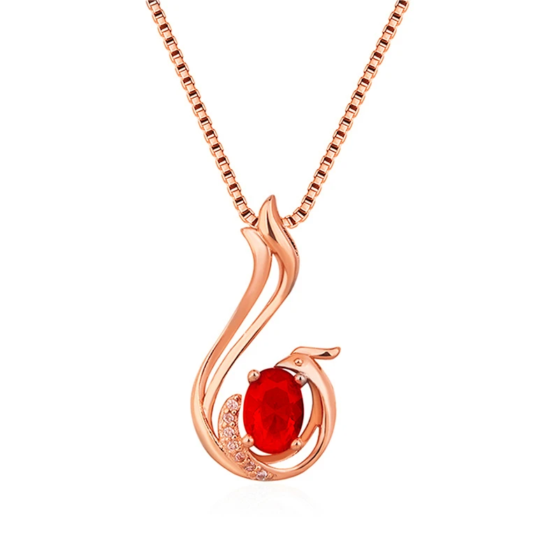 

Beautiful Crystal Red Peacock Pendant Necklace Women Choker Accessories Charms Stones Necklace Silver Plated Chain Clavicle Lady
