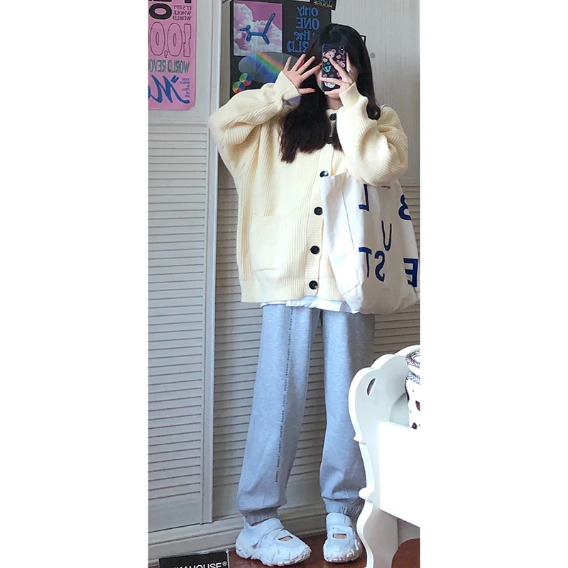 

Новинка 2021, однобортный вязаный кардиган на весну и осень, подходящий ко всему женский жакет, ленивая ветровка