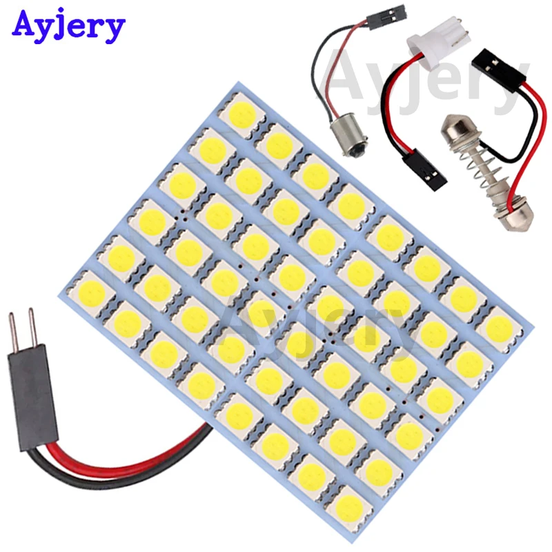 

AYJERY 30PCS 5050 36 SMD Dome Interior Bulb Roof Lights BA9S T10 C5W Adapter Festoon Base 12V Car Panel Reading Map Lamp White