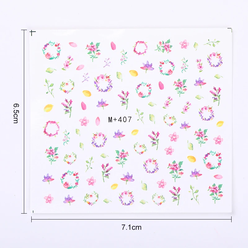 1 лист красочные наклейки для ногтей серии цветов смешанный узор бумага