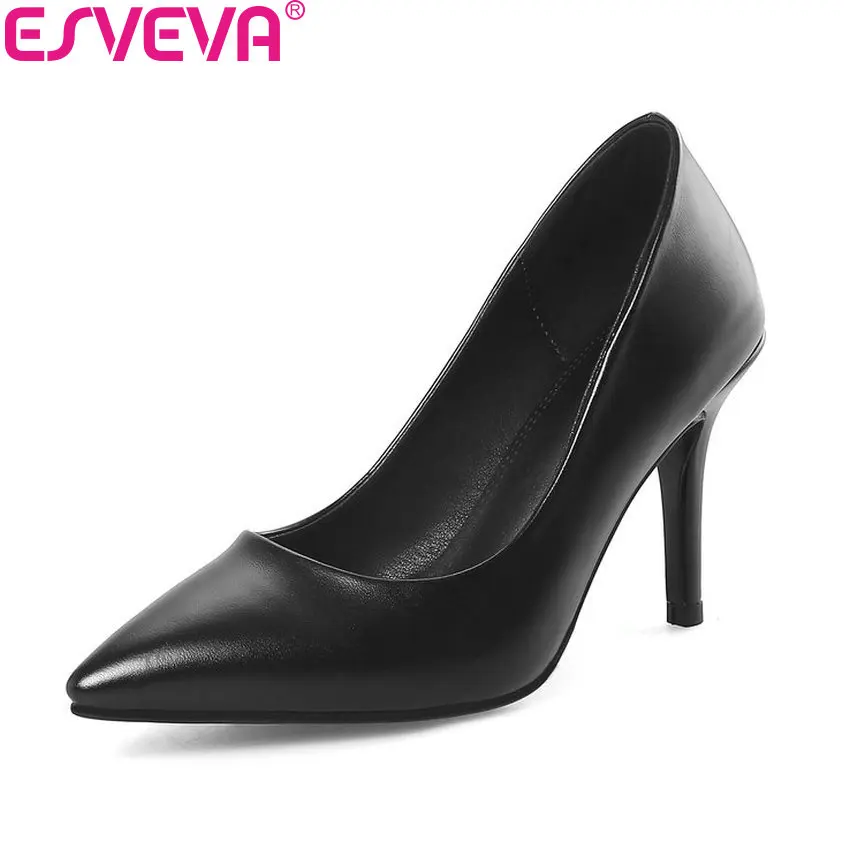 Женские узкие туфли лодочки ESVEVA из искусственной кожи с острым носком на тонком