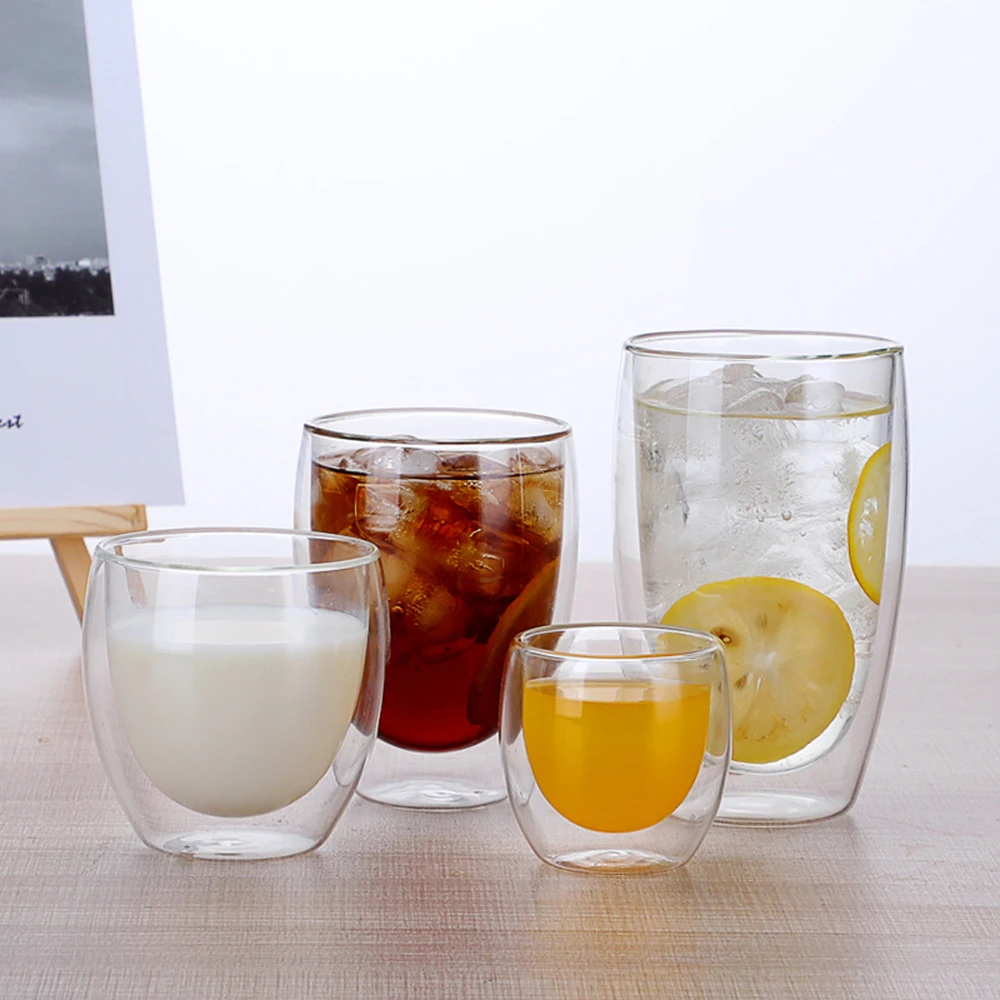

1PCS Double Glass Hanging Tea Set Coffee Milk Container Remy Martin Cocktail Cup Home Party Bar Essential Heat-resistant Product