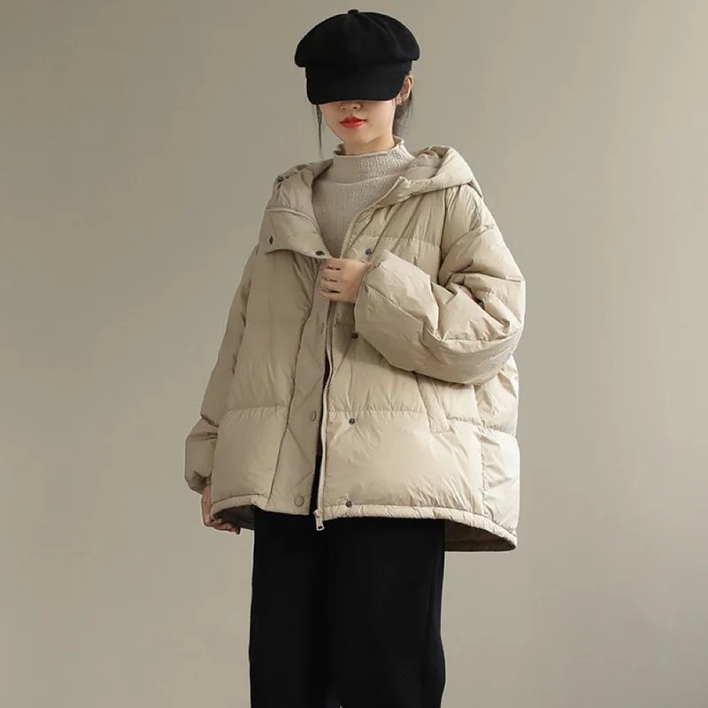 

SEDUTMO Winter Oversize Duck Down Coat Women Short Warm Hooded Jackets Autumn Fashion Black Casual Parkas ED1481