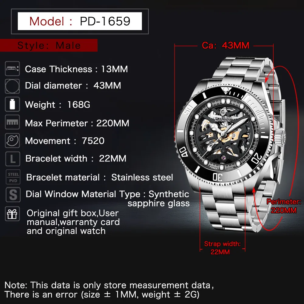 

PAGANI DESIGN Men's Watches Skeleton Mechanical Watch For Men Automatic Watch Men Stainless Steel Wrist Watch Reloj Hombre 2020