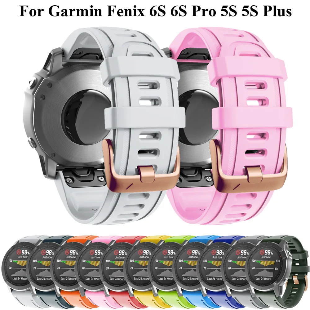 

Quick Release 20mm Band For Garmin Fenix 6s pro 5s Plus Watch Rose Gold Buckle Watchband Easyfit Sport Silicone Fenix 6s 5s Belt