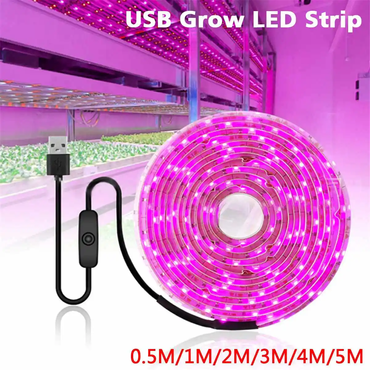 

2/3/4/5m 180/240/300 LED Grow Light Strip Waterproof Full Spectrums USB Chip Phyto Lamp for Plants Flowers Greenhouse Hydroponic