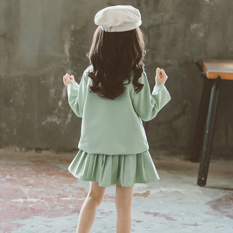 Одежда для девочек плиссированная юбка и куртка одежда однотонная верхняя