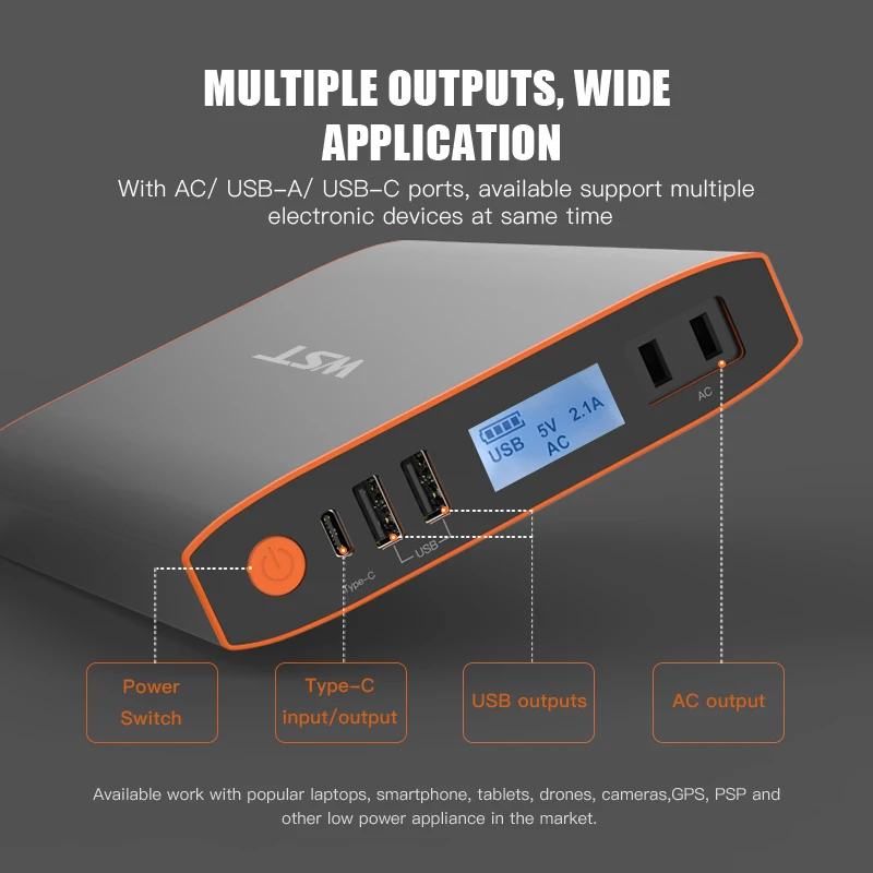 27000 мАч большая емкость портативное зарядное устройство для ноутбука с AC 45W