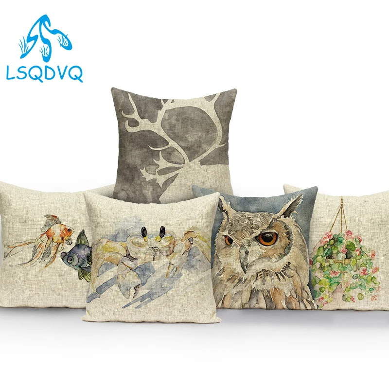 

Animals Crab Cat Horse Owl Polyester Decorative Throw Pillows Case Cushion Cover For Sofa Home Living Room Decoration