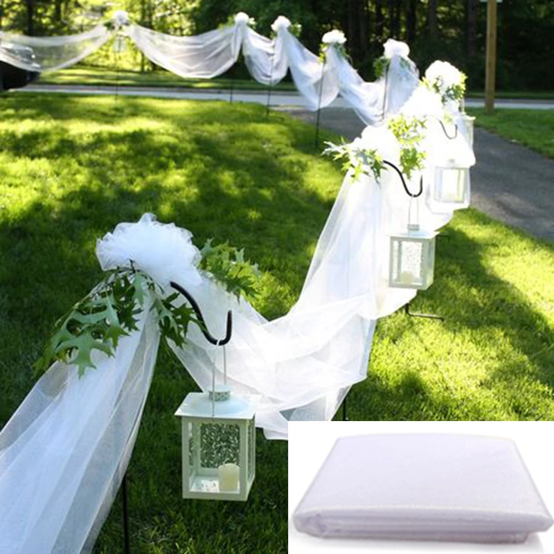 Backdrop Railing Decoration Organza Wedding Yarn Tulle Sheer Crystal Fabric Birthday Party Wedding Arch Ceremony 48cm x 5m
