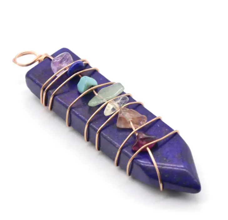 7 чакральную исцеления Радуга ожерелья с подвеской из натурального камня Шарм