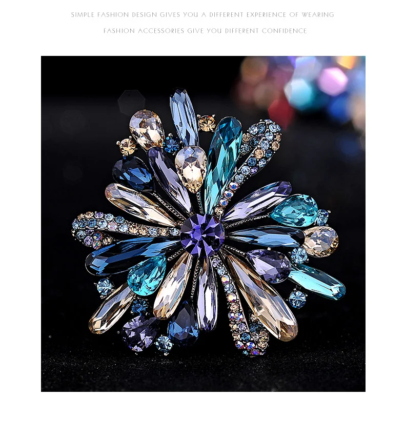 

Элегантная простая роскошная атмосфера высококлассная универсальная брошь в виде цветка для кардигана костюма с кристаллами