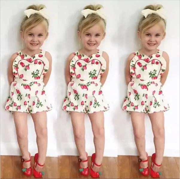 Детский комбинезон одежда для девочек Летний с принтом клубники | Мать и ребенок