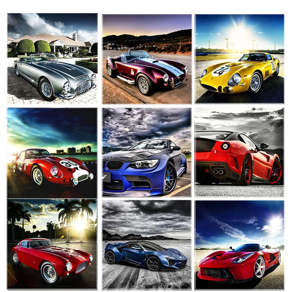 

5d Diamond Painting Full Square / Round Diamond Embroidery "Racing Car Scenery" Rhinestone DIY Mosaic Home Decoration