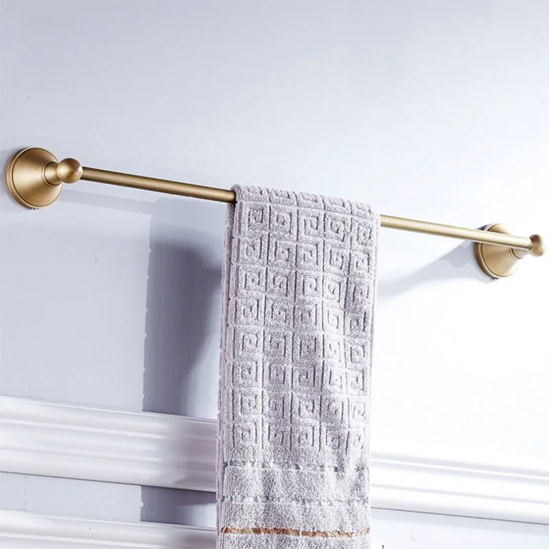 

60cm Antique Towel Bar Kitchen Bronze Towel Holders Brass Hand Towels Hanger Wall Mounted Bathroom Single Towel Rail Rack