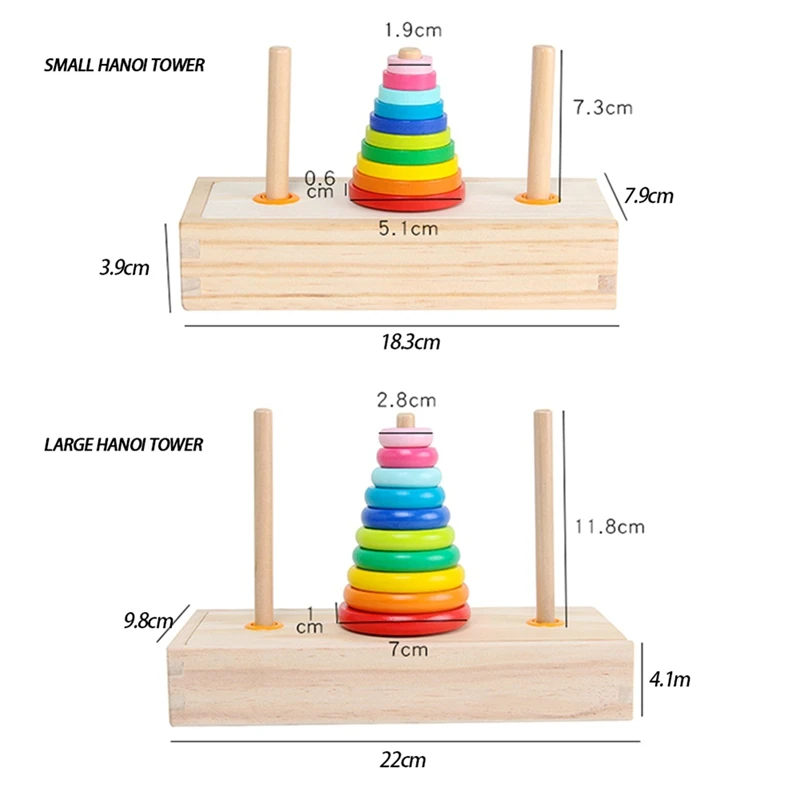 

Hanoi Tower Kids Toys Wooden Early Learning Classic Mathematical Toy for Children