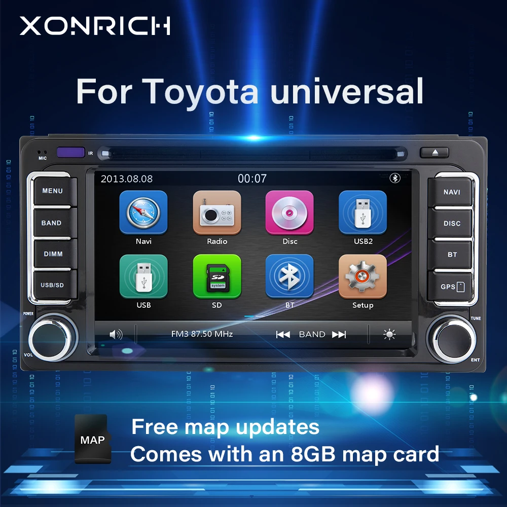 2din автомобильный DVD мультимедиа с GPS для Toyota Land Cruiser 100 200 Prado 120 150 Rush Corolla Hiace Yaris Hilux 4