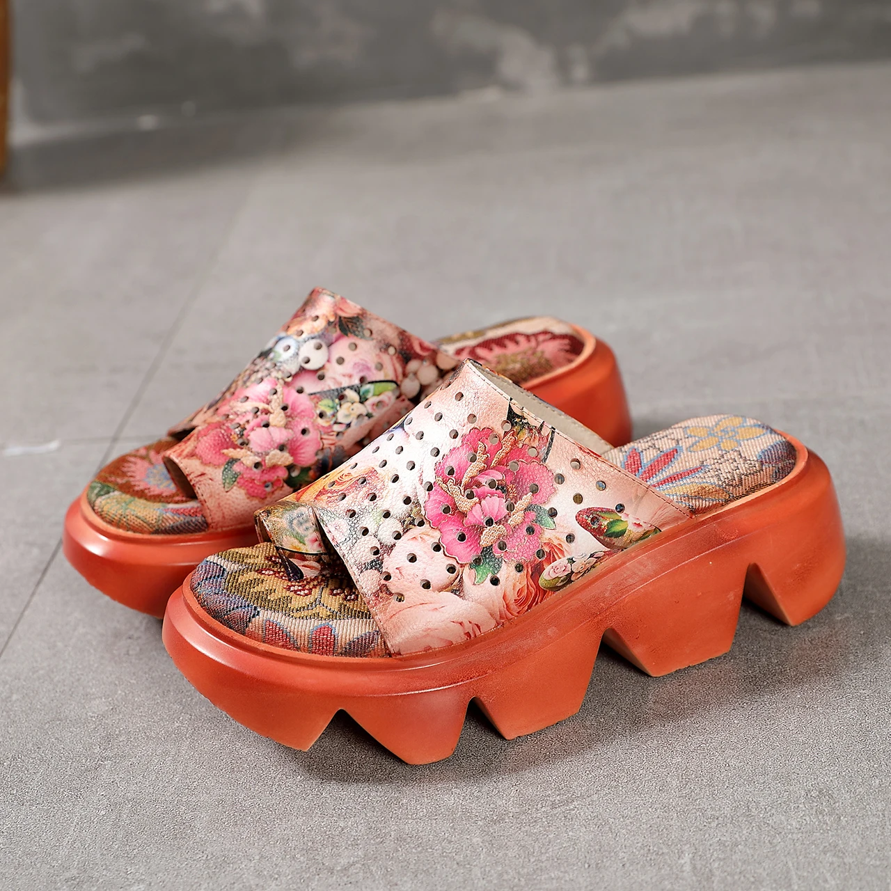 FVMX 2020 модные толстые нижние сандалии из натуральной кожи на высоком каблуке с