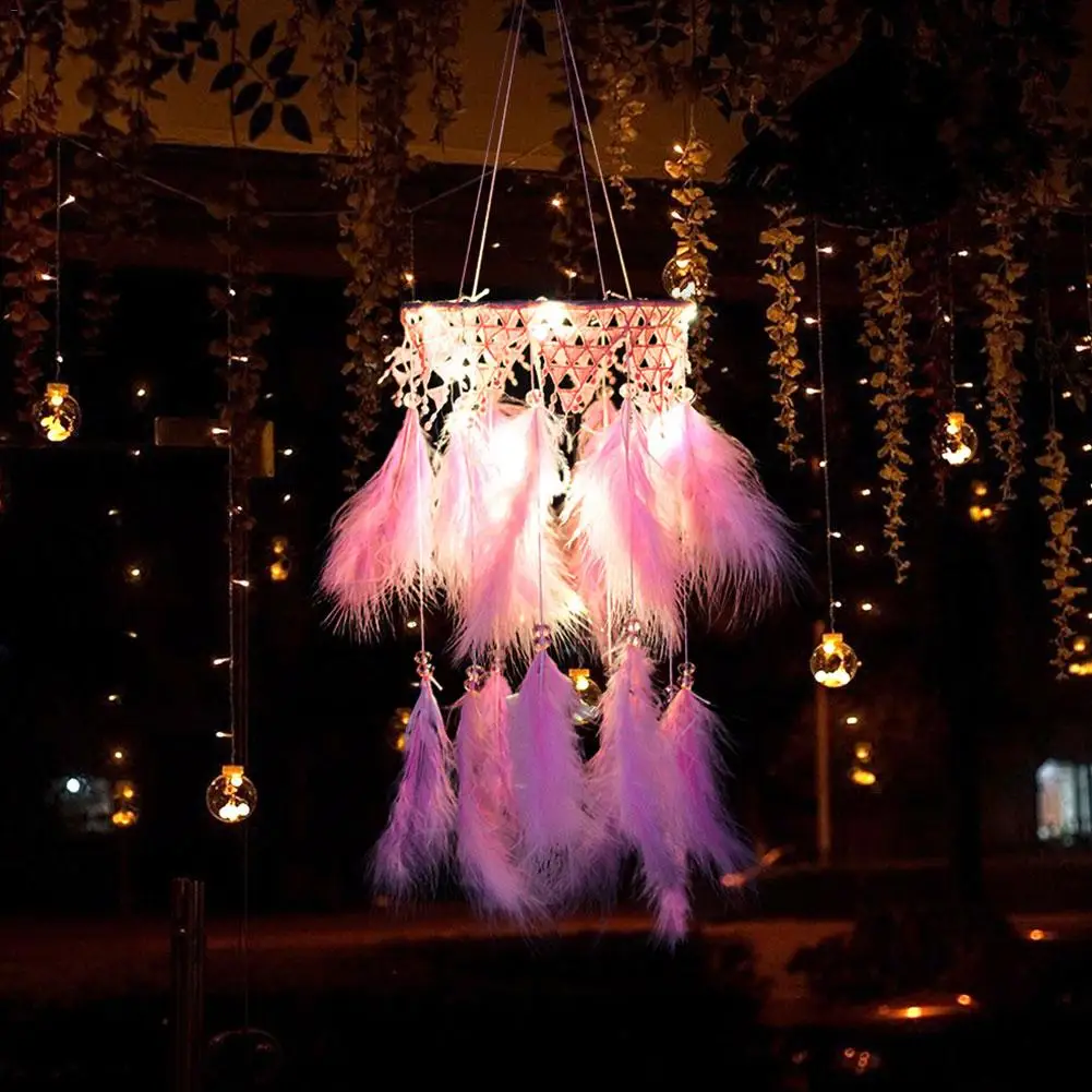 Девушка сердце Ловец снов ночник национальные Перьевые Украшения кружевные